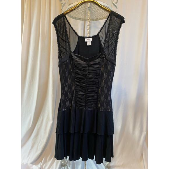 b.p.c. dress Corset style lace ruffles black size small - Picture 1 of 11